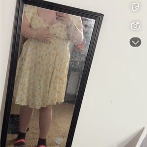 Yellow Flutter Sleeve Sundress with Scoop Neck